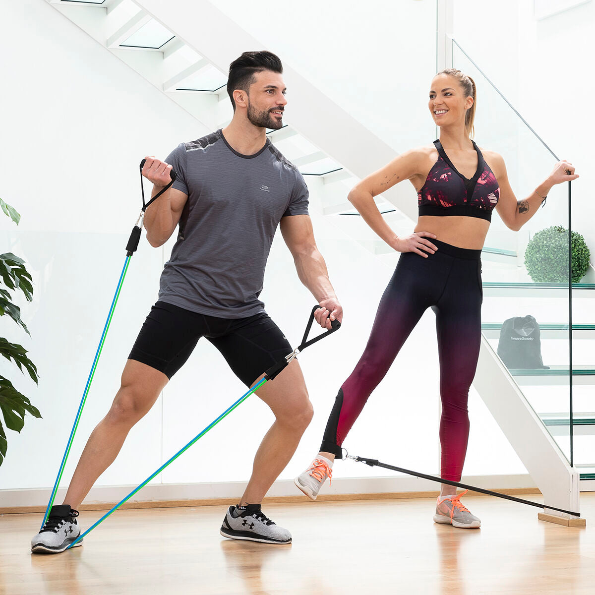 Set of Resistance Bands with Accessories and Exercise Guide Tribainer InnovaGoods 3 Units-0